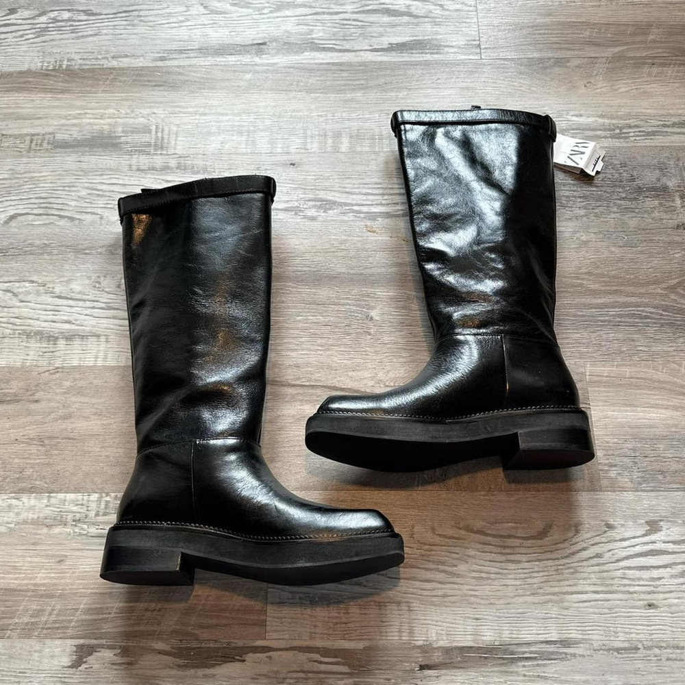 ZARA LIMITED EDITION KNEE HIGH LEATHER BOOTS. Brand new with tag. SIZE 7.5